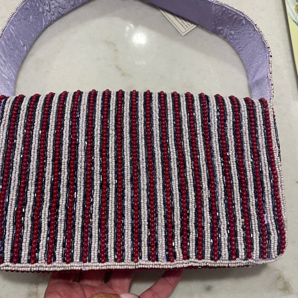 TAXI STRIPE BEADED BAG! New - Picture 5 of 5